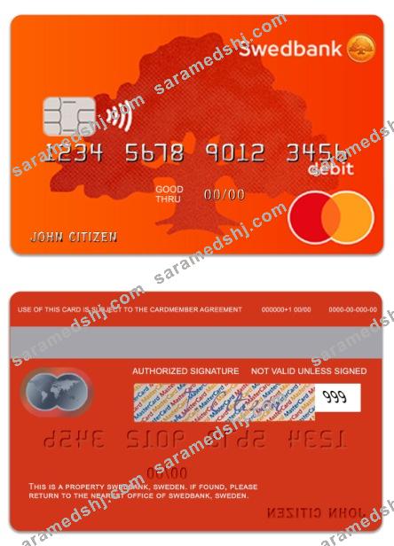 Sweden SwedBank debit mastercard